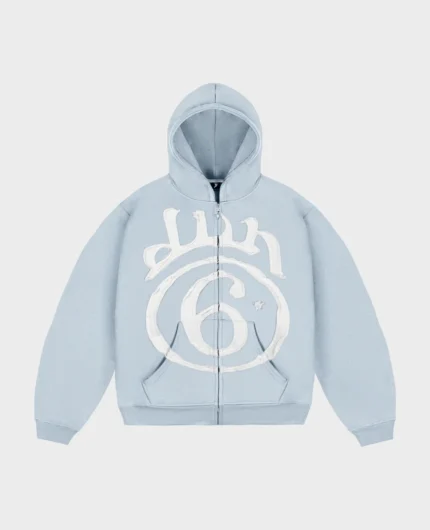 Sweat à capuche Zippé Graphique Six Stars Bleu