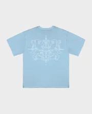 T-shirt graphique noir et bleu DIVIN BY DIVIN avec logo bouclier