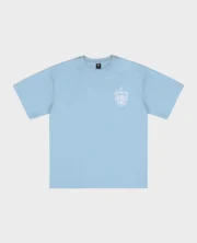 T-shirt graphique noir et bleu DIVIN BY DIVIN avec logo bouclier