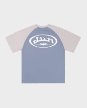 DIVIN BY DIVIN T-shirt raglan bleu à manches beiges