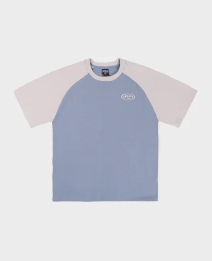 DIVIN BY DIVIN T-shirt raglan bleu à manches beiges