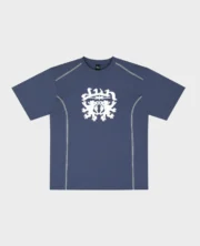 T-shirt bleu délavé DIVIN BY DIVIN avec détails de coutures blanches