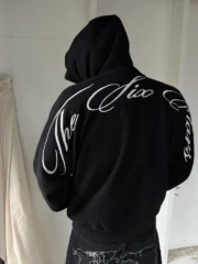 Sweat à capuche zippé noir Six Stars