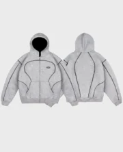 Sweat à capuche zippé à coutures grises