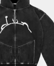 Sweat à capuche entièrement zippé noir délavé